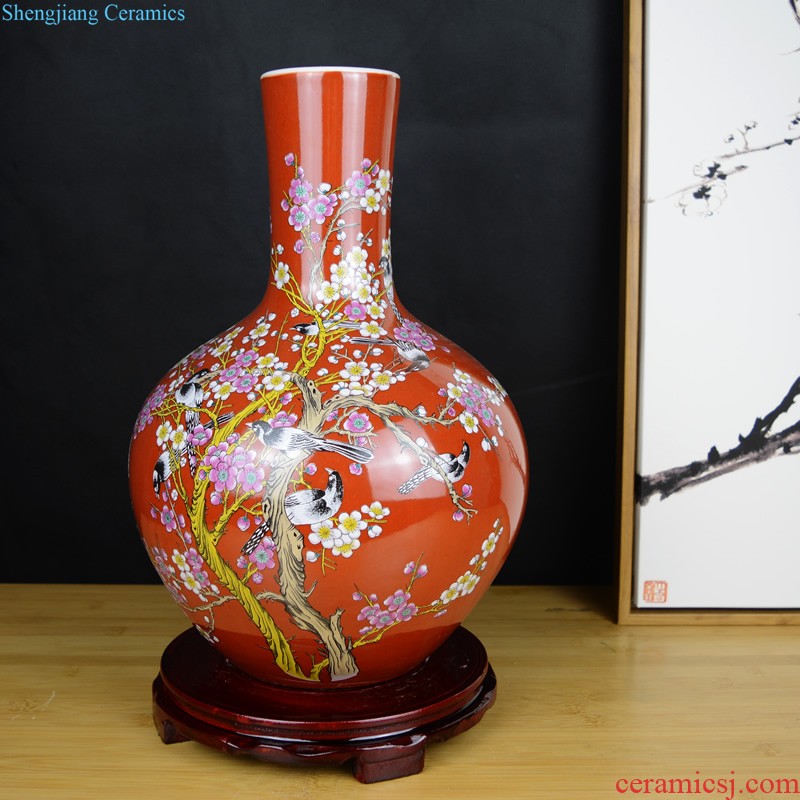 Chinese style restoring ancient ways of jingdezhen ceramics green glaze vase sitting room porch rich ancient frame home decoration handicraft furnishing articles