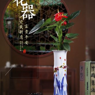 Le optimal jingdezhen hand-painted color ink landscape ceramic vases, flower receptacle modern new Chinese style household crafts are sitting room