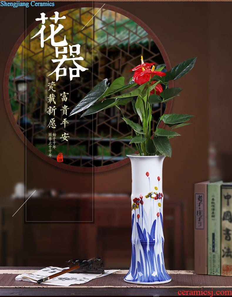 Le optimal jingdezhen hand-painted color ink landscape ceramic vases, flower receptacle modern new Chinese style household crafts are sitting room