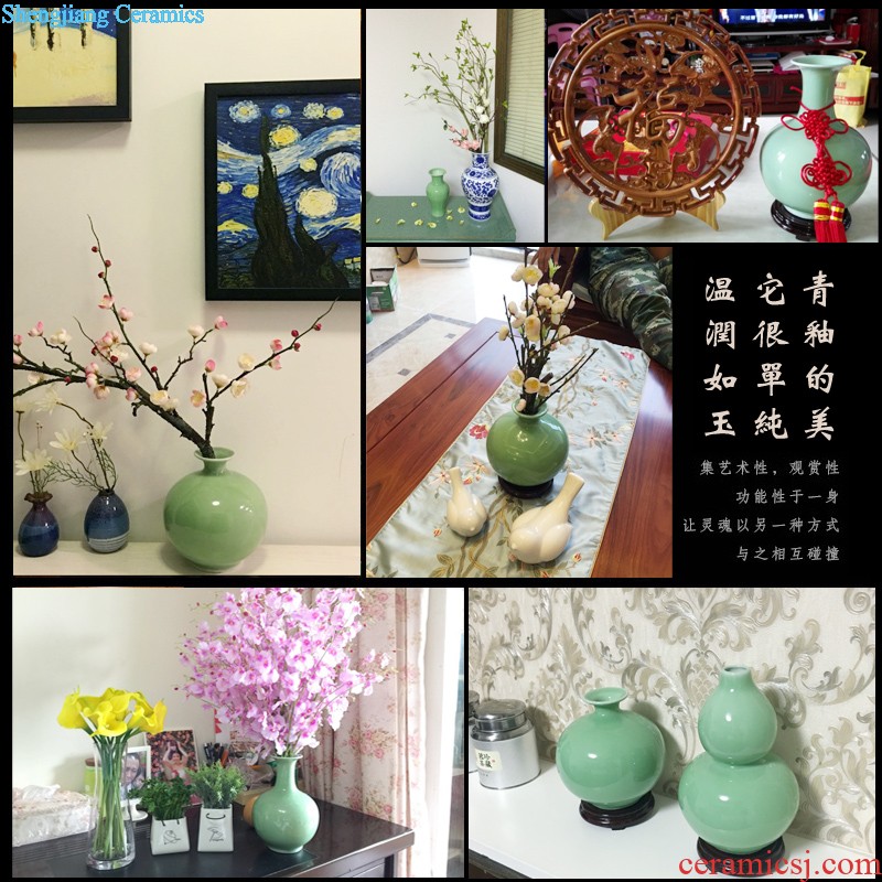 Jingdezhen ceramic vases, furnishing articles New Chinese style traditional Chinese painting landscape dried flowers flower arrangement home office decorations