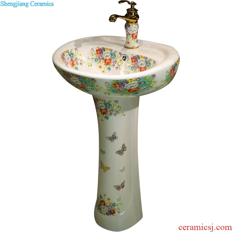 Gold cellnique ceramics pillar sink basin one-piece basin floor art garden sinks pillar