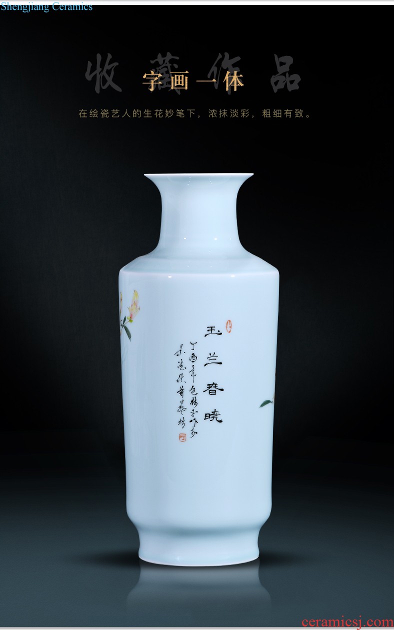 Jingdezhen ceramics half knife mud under the glaze color hand-painted green glaze vase bamboo reports of contemporary and contracted household adornment