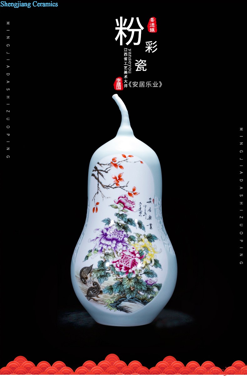 Jingdezhen ceramic antique hand-painted pastel peony flower vases, the sitting room porch decoration of Chinese style household furnishing articles