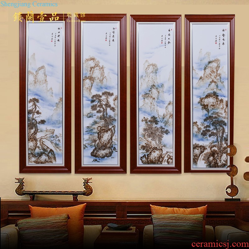 Jingdezhen ceramics hand-painted plate painter in the sitting room porch TV setting wall of blue and white porcelain decorative murals furnishing articles