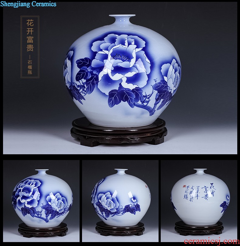 Jingdezhen ceramics Shadow blue variable color glaze vase flowers Fashion contracted home sitting room adornment is placed