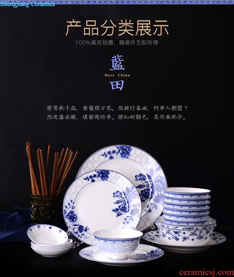 inky Jingdezhen ceramic tableware dishes suit 56 of the head of household bone bowls dish bowl chopsticks Chinese style