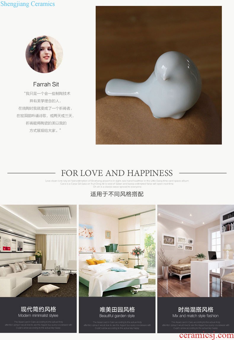 Rain tong home | jingdezhen ceramics European coloured drawing or pattern Single ear receptacle furnishing articles Decoration porcelain vase the living room