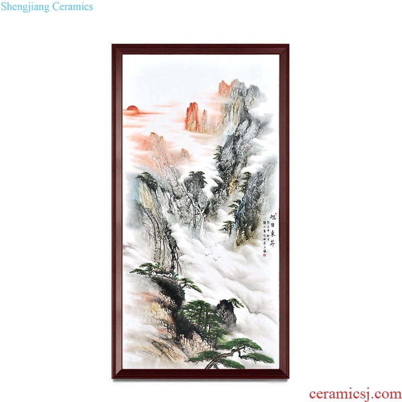 Master of jingdezhen ceramics hand-painted porcelain plate painting freehand brushwork in traditional Chinese landscape four screen decorative painter in the sitting room is placed