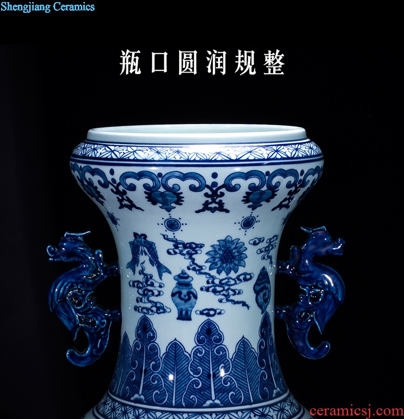 Sz - 035 blue and white porcelain of jingdezhen ceramics jiangnan spring scenery of large vase home sitting room adornment is placed