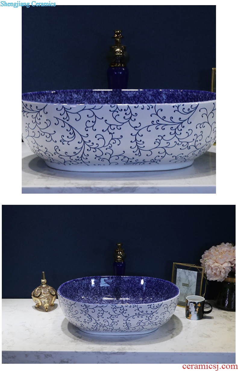 On the ceramic bowl wash gargle lavabo household elliptic art basin bathroom wash a face to face basin sink