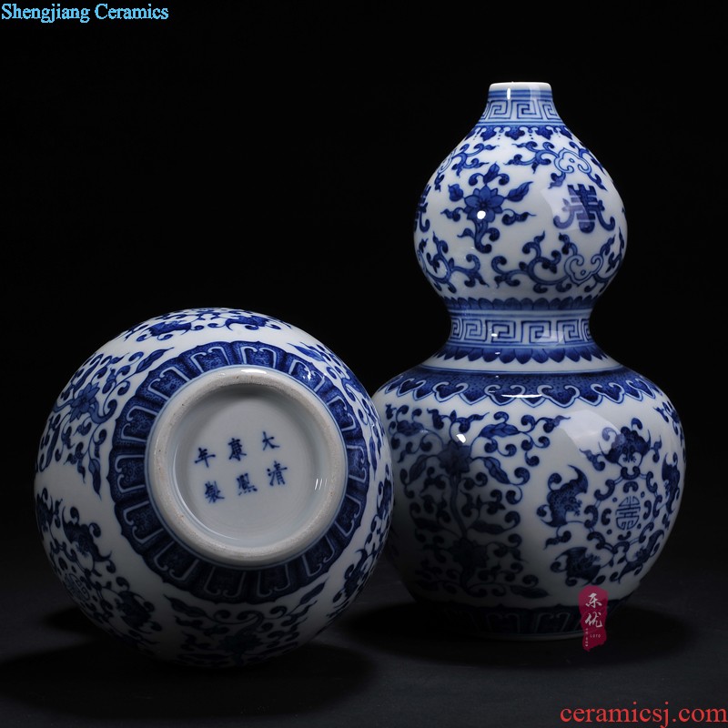 Jingdezhen ceramic vase famous hand-painted pastel vase peony pomegranate furnishing articles new Chinese style living room decorations