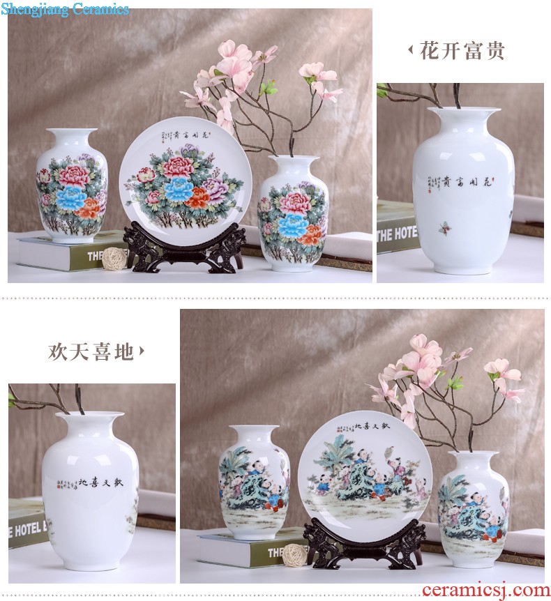 Jingdezhen ceramics modern three-piece floret bottle of flower arrangement, sitting room of Chinese style household decorations crafts