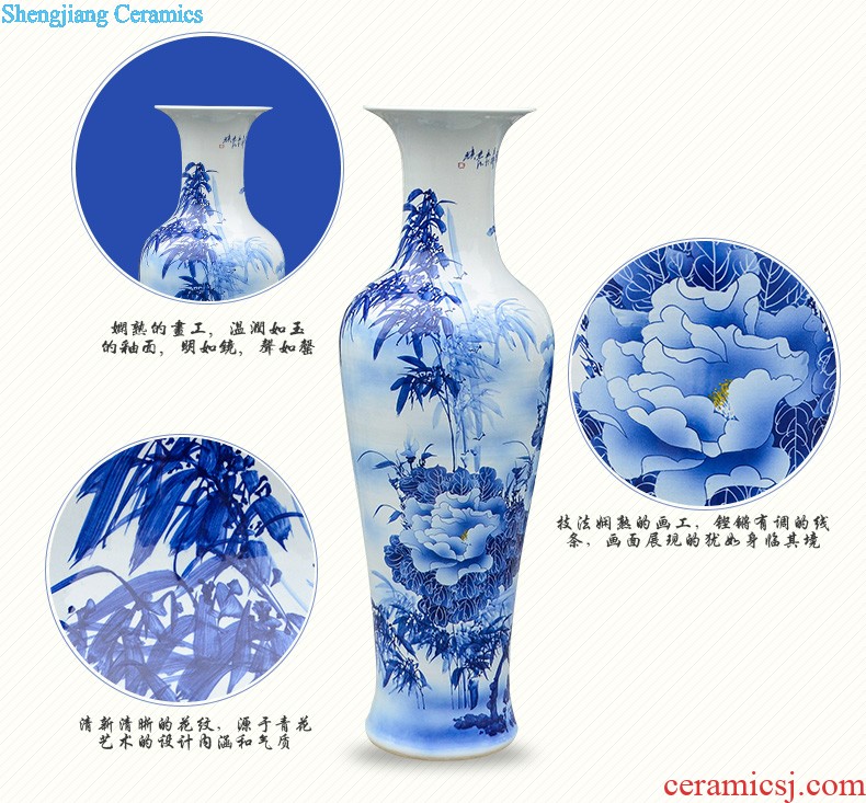 Jingdezhen ceramics big red vase hand-painted home sitting room ground study decorative furnishing articles calligraphy and painting scroll cylinder