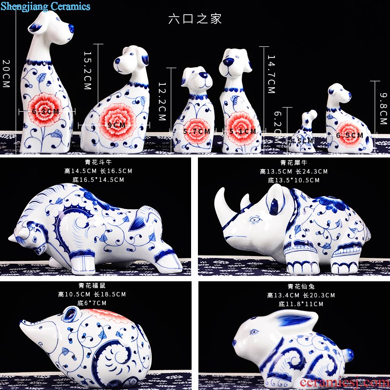 Jingdezhen ceramics of large vase antique blue-and-white youligong Chinese style porch decorate furnishing articles large living room