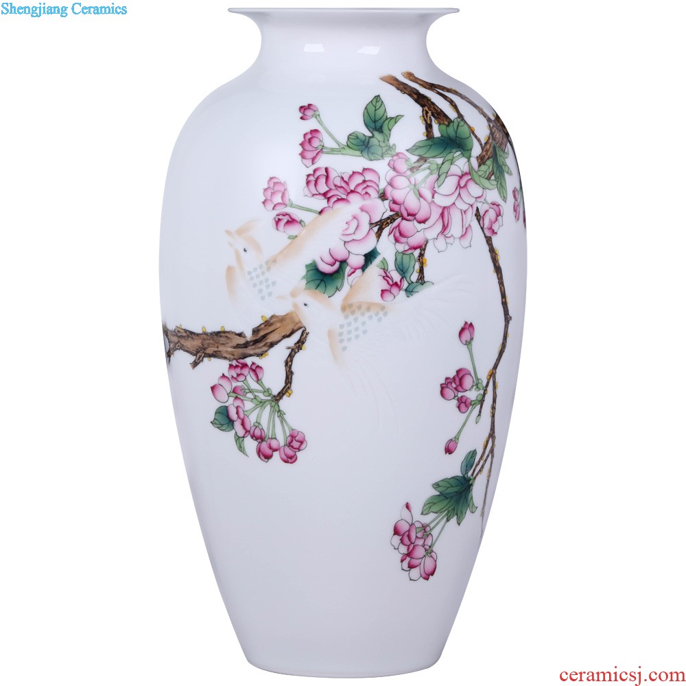 Jingdezhen ceramic vase hand-painted pastel roses handicraft furnishing articles Chinese porcelain vases, flower arranging the living room