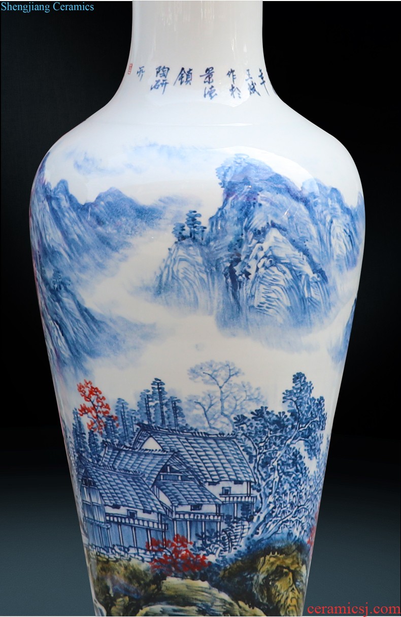 Jingdezhen ceramic vase furnishing articles list hand-painted blooming flowers flower implement Chinese style household adornment blue and white porcelain vase