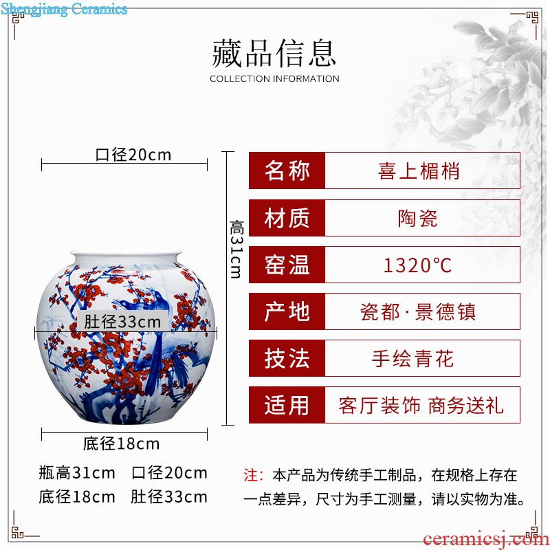 E150 jingdezhen ceramics all hand painted lotus lotus rhyme quiver of large vases, home furnishing articles adornment