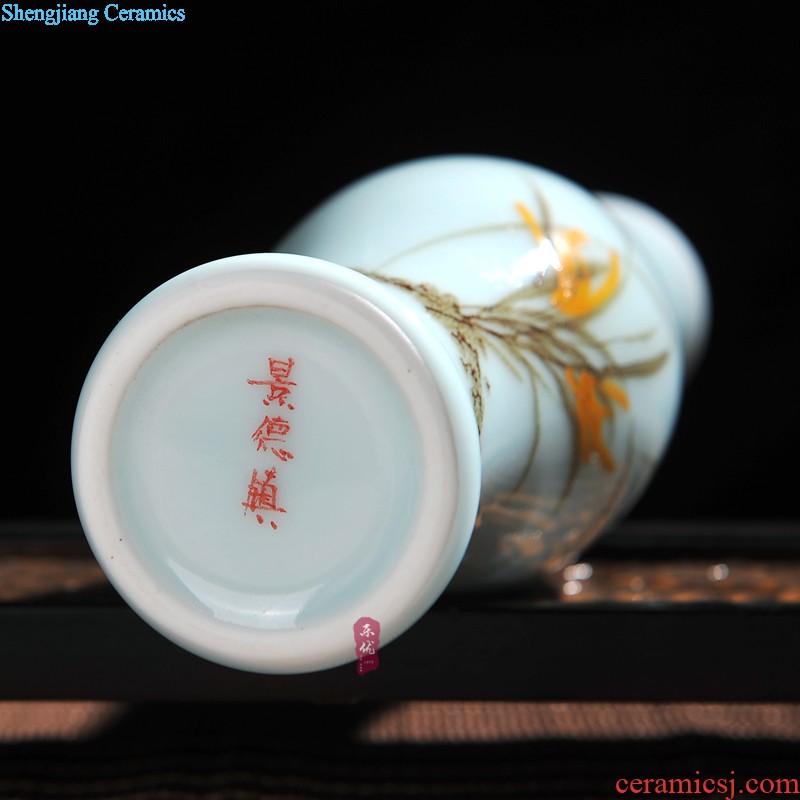 Jingdezhen ceramics furnishing articles hand-painted crane ShouYanNian hang dish sitting room of Chinese style household adornment sat dish TV ark