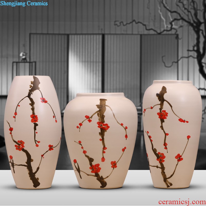 Jingdezhen ceramics Contemporary and contracted pottery three-piece vases, flower receptacle Chinese style living room decoration crafts