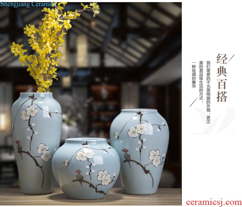 Jingdezhen ceramics The quartet lucky bamboo vase The living room table decoration flower art handicraft furnishing articles