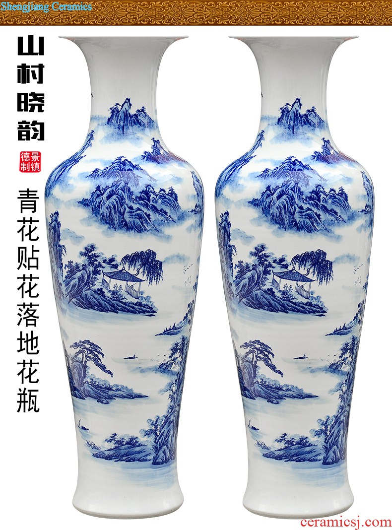 Jingdezhen ceramics by hand draw lotus flower vase furnishing articles sitting room of Chinese style household rich ancient frame flower decorations