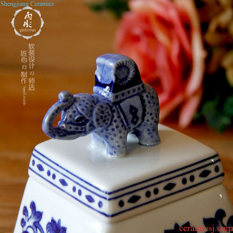 | jingdezhen blue and white ceramics/rain tong household contracted round ceramic pot furnishing articles Household adornment ornament