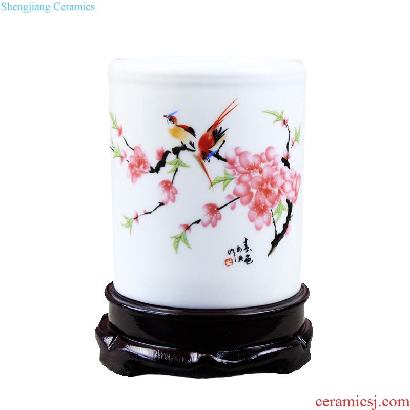 Master of jingdezhen ceramics hand-painted pastel pomegranate flower vase Chinese style living room decorated office furnishing articles rich ancient frame