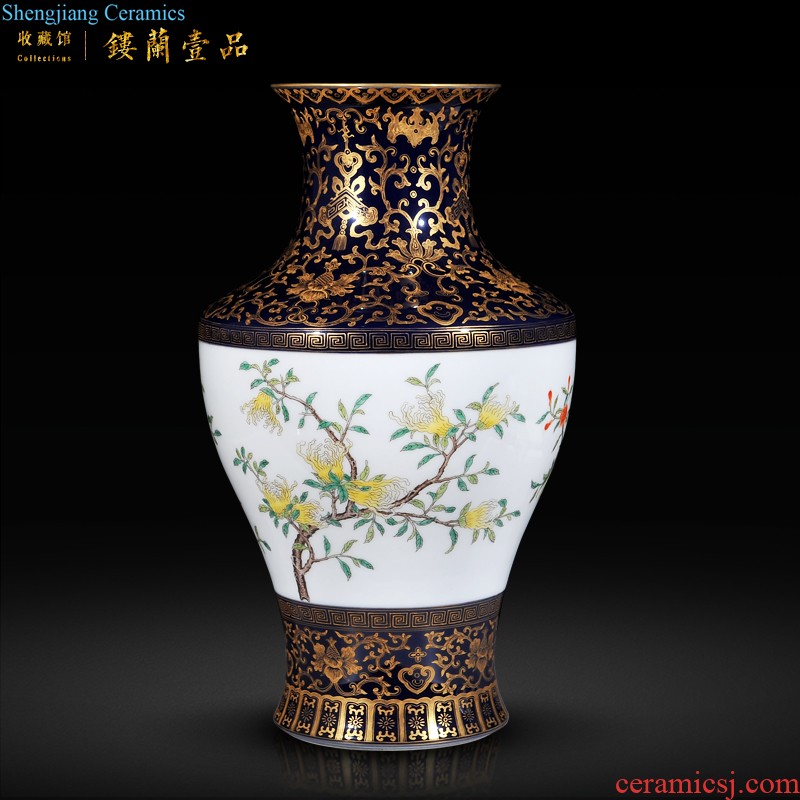 Jingdezhen imperial kiln chinaware archaize yongzheng pastel peony celestial big vase sitting room home furnishing articles