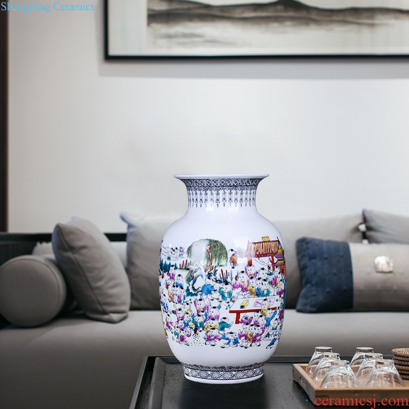 Jingdezhen porcelain vases, pottery and porcelain hand painted blue and white porcelain flower arranging place new Chinese style household adornment ornament sitting room