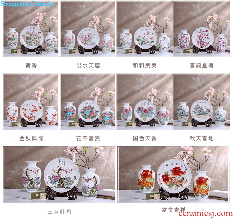 Jingdezhen ceramics modern three-piece floret bottle of flower arrangement, sitting room of Chinese style household decorations crafts