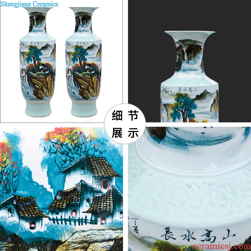 Jingdezhen ceramics hand-painted blue and white porcelain has a long history of large vases, sitting room adornment is placed for the opening gifts