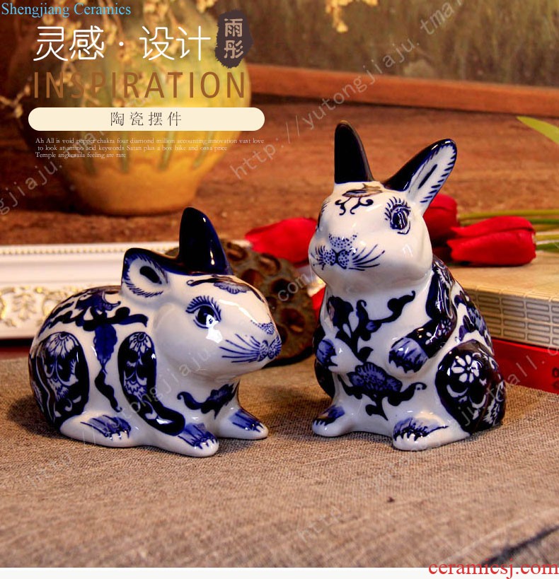 Rain tong home | jingdezhen blue and white porcelain ceramic handmade painting tea cake box caddy tea house furnishing articles