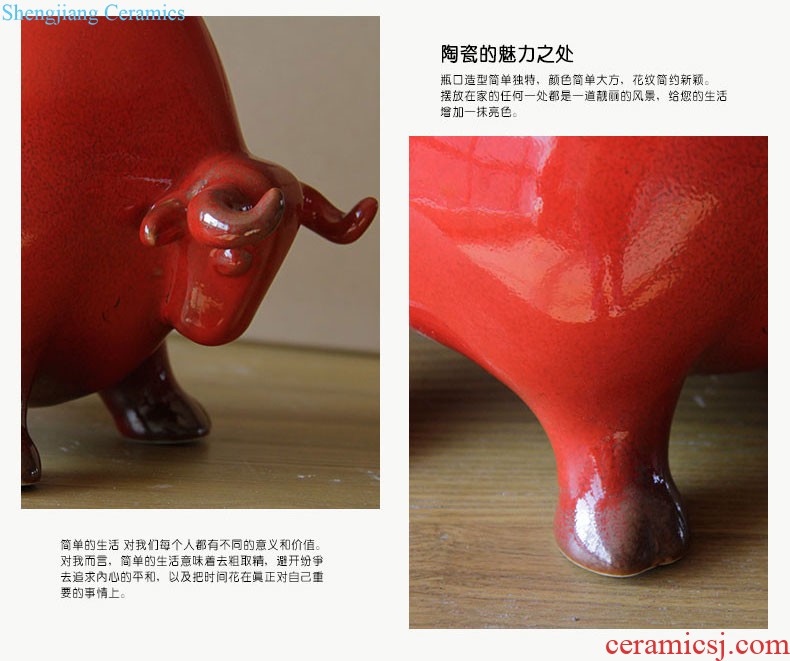 Rain tong home | jingdezhen ceramics ceramic ma/cattle household handmade ceramic decoration crafts are sitting room