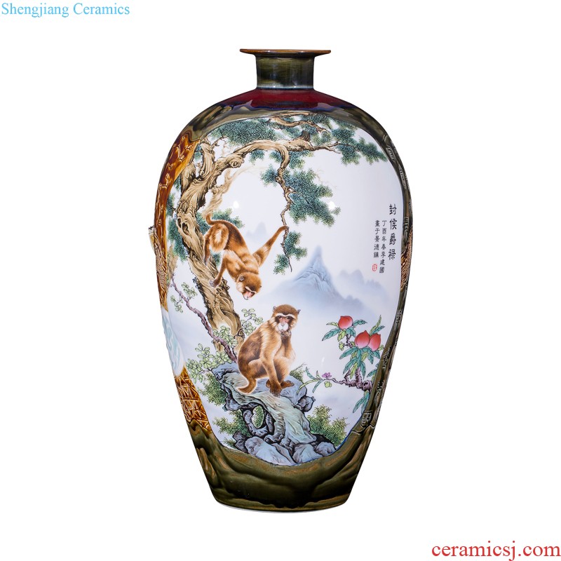 Jingdezhen ceramic manual hand-painted guest-greeting pine of large blue and white porcelain vase archaize sitting room hotel decoration furnishing articles