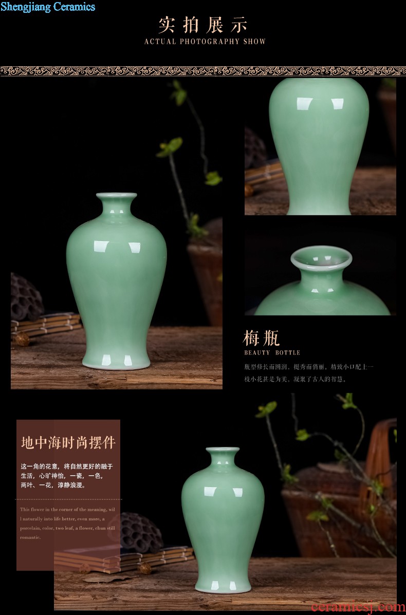 Jingdezhen ceramic vases, furnishing articles New Chinese style traditional Chinese painting landscape dried flowers flower arrangement home office decorations