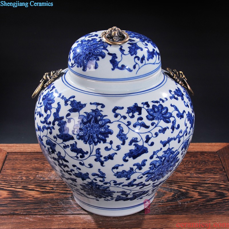 Jingdezhen ceramics Hand-painted shadow celadon chrysanthemum patterns floret bottle of flower implement fashionable sitting room handicraft furnishing articles