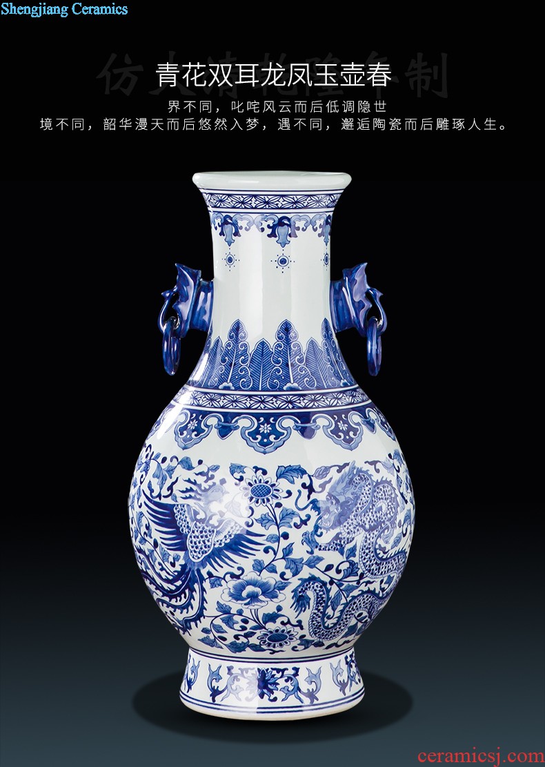 Famous master of jingdezhen ceramics hand-painted vases, flower arranging is lotus rhyme Chinese style household adornment furnishing articles