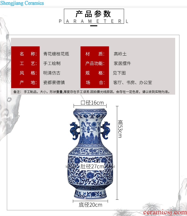 Sz - 035 blue and white porcelain of jingdezhen ceramics jiangnan spring scenery of large vase home sitting room adornment is placed