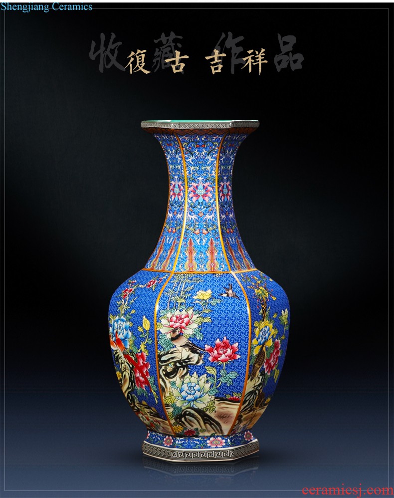 Jingdezhen ceramics of large vases, large hand-painted scenery sitting room of Chinese style household decorations manual quiver