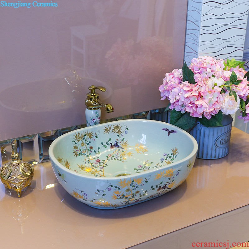 Koh larn, qi ceramic undercounter lavabo lavatory art basin of the basin that wash a face Taichung basin elliptical platinum peony