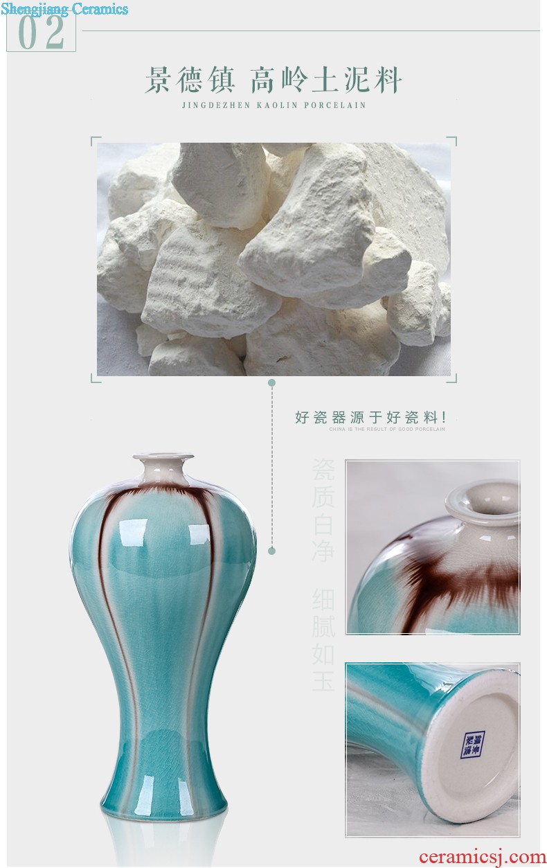 Jingdezhen ceramics vase furnishing articles powder blue glaze sweet grain ears and design the sitting room of Chinese style household ornaments