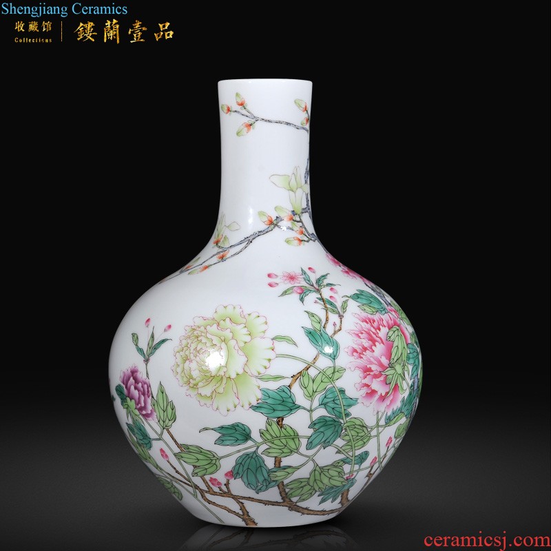 Jingdezhen imperial kiln chinaware archaize qianlong pastel icing on the cake celestial vase sitting room decorative furnishing articles