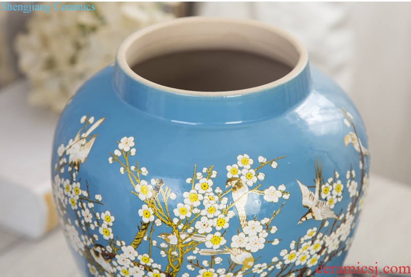 Jingdezhen ceramics hand-painted vases large famous handmade art furnishing articles sitting room of new Chinese style household adornment