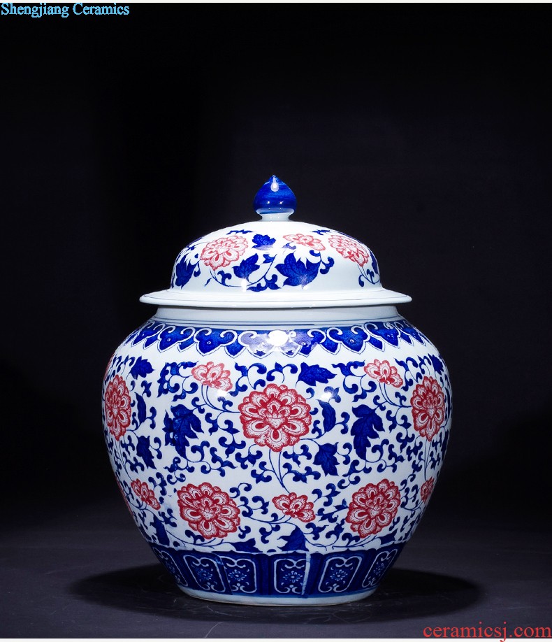 Jingdezhen ceramic hand-painted tank sitting room place the calligraphy and painting cylinder large fish bowl goldfish bowl lotus flower pot FCG