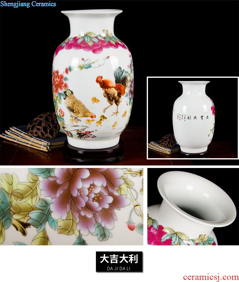 Jingdezhen ceramics lad peach thin foetus vases, flower arranging furnishing articles furnishing articles home sitting room adornment rich ancient frame