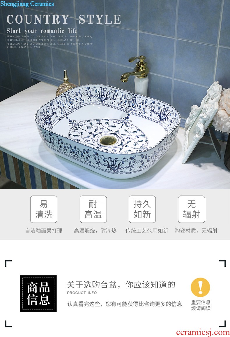 Basin of Chinese style on the sink on the ceramic lavatory square personality and artistic basin waist drum basin restoring ancient ways