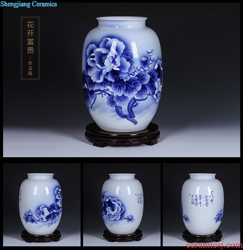 Jingdezhen ceramics Shadow blue variable color glaze vase flowers Fashion contracted home sitting room adornment is placed