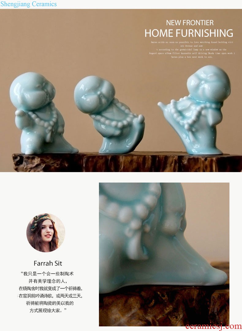 Rain tong home | jingdezhen ceramics creative home hand shadow celadon kung fu boy little monk ceramic furnishing articles