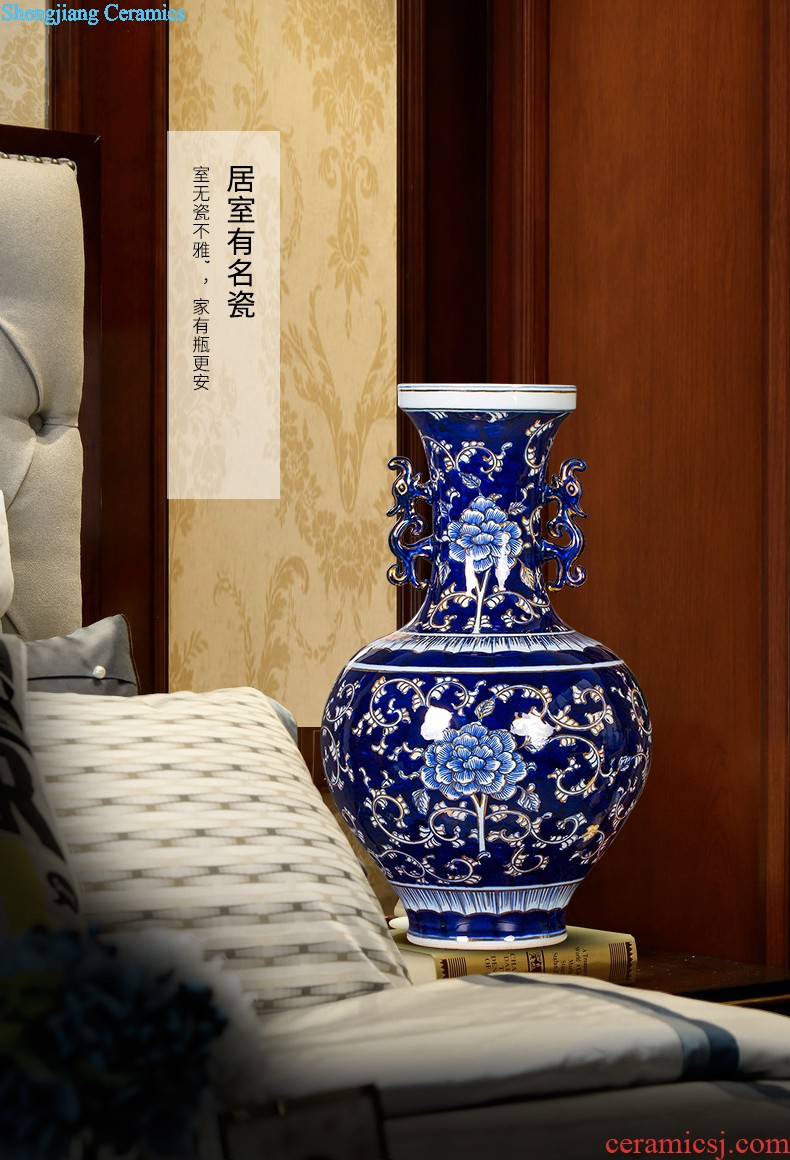 Jingdezhen ceramics vase the colour blue glaze decorations rich ancient frame place large new Chinese style living room office