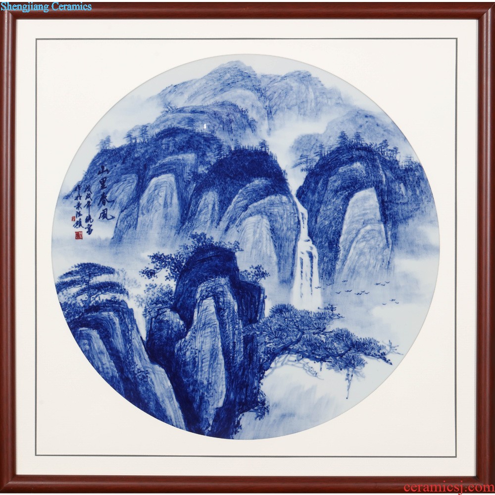 Jingdezhen ceramics porcelain plate painting shan jiang smoke adornment home sitting room background wall scenery hang a picture